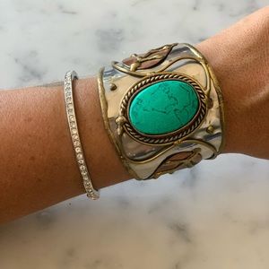Silver and turquoise cuff bracelet